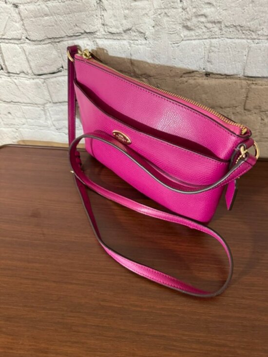 Coach Handbags - Coach East West Crossbody Fuchsia Pink Crossgrain Leather EUC